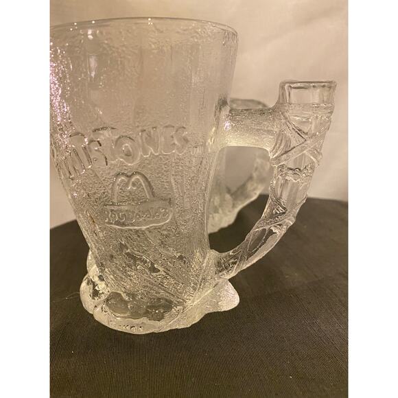 Set of 2 clear glass Flintstones "Roc McDonald" Mugs 1993 McD,Inc. 2 designs EUC - Picture 11 of 16